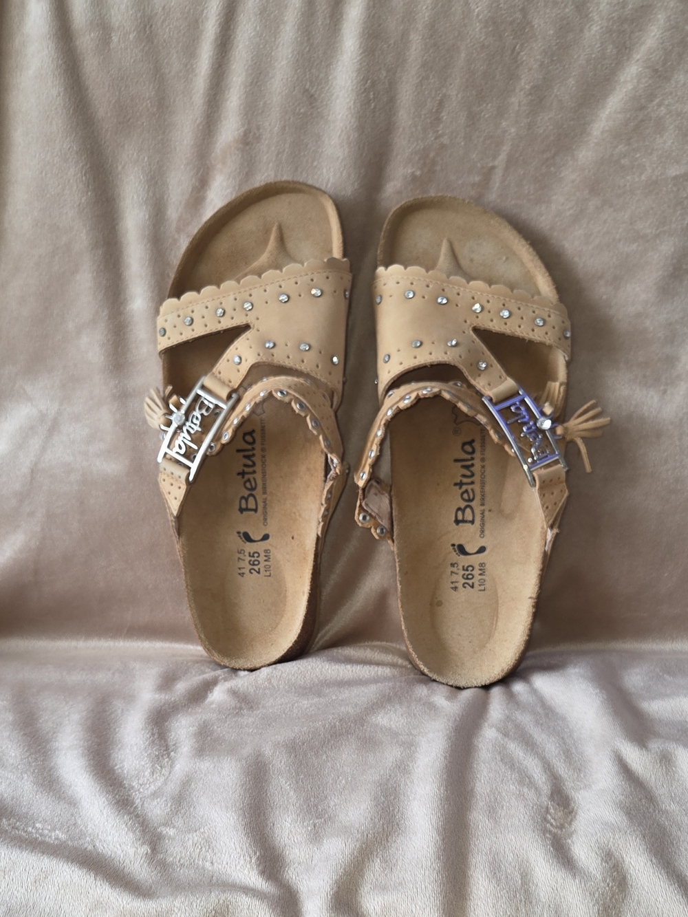 Betula Women's Tan Embellished Slide Sandals
